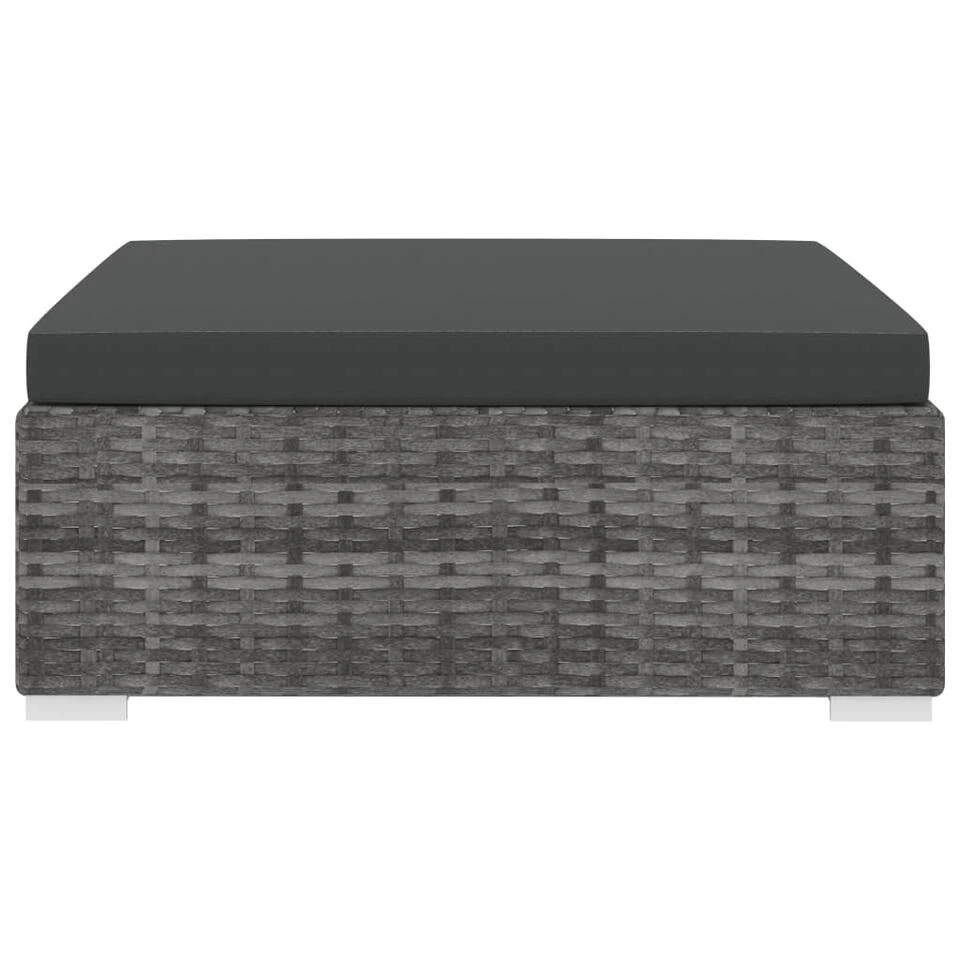 VidaXL Voetensteun 1 St Met Kussen Poly Rattan Grijs 3 VidaXL Voetensteun 1 St Met Kussen Poly Rattan Grijs - Afbeelding 2