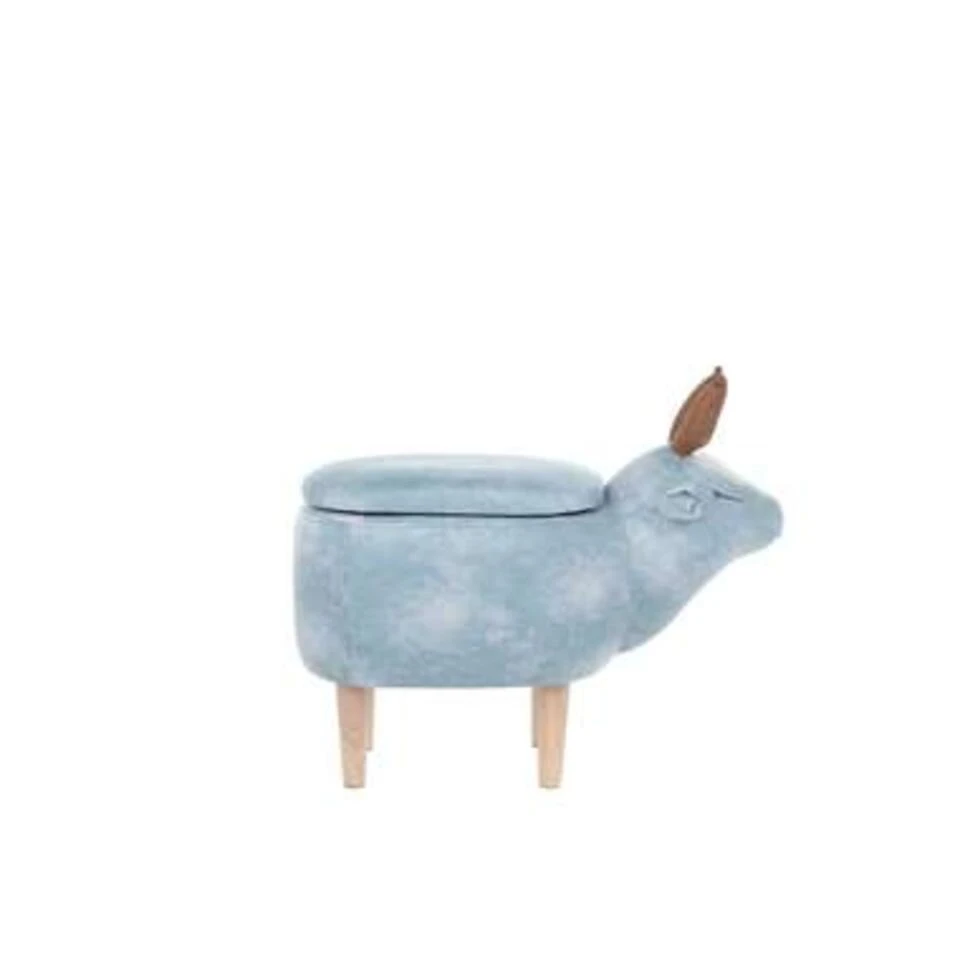 Beliani Hocker REINDEER - Blauw Polyester 6 Beliani Hocker REINDEER - Blauw Polyester - Afbeelding 4