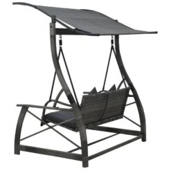 VidaXL Schommelbank 3-zits Met Dak Poly Rattan Grijs -Tuinmeubel Winkel 0bef0fff163145e580834aeca8bb3639