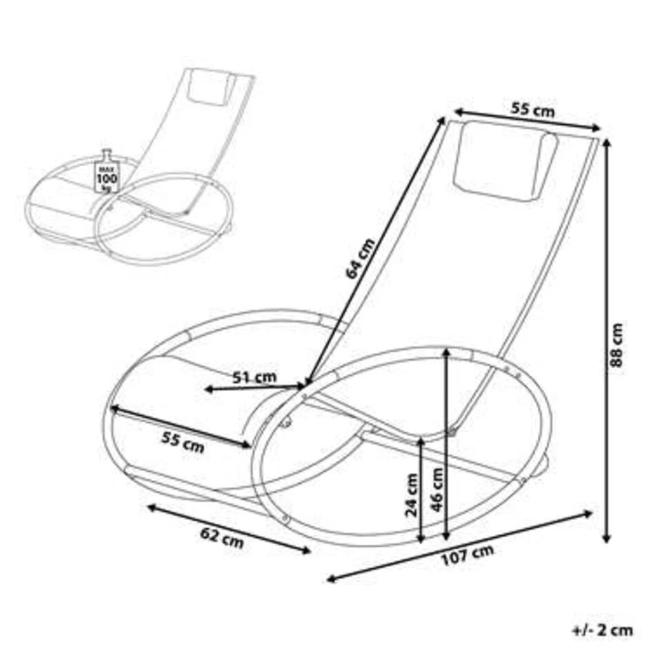 Beliani Tuinligstoel CAMPO - Blauw Staal, Textiel 5 Beliani Tuinligstoel CAMPO - Blauw Staal, Textiel - Afbeelding 3
