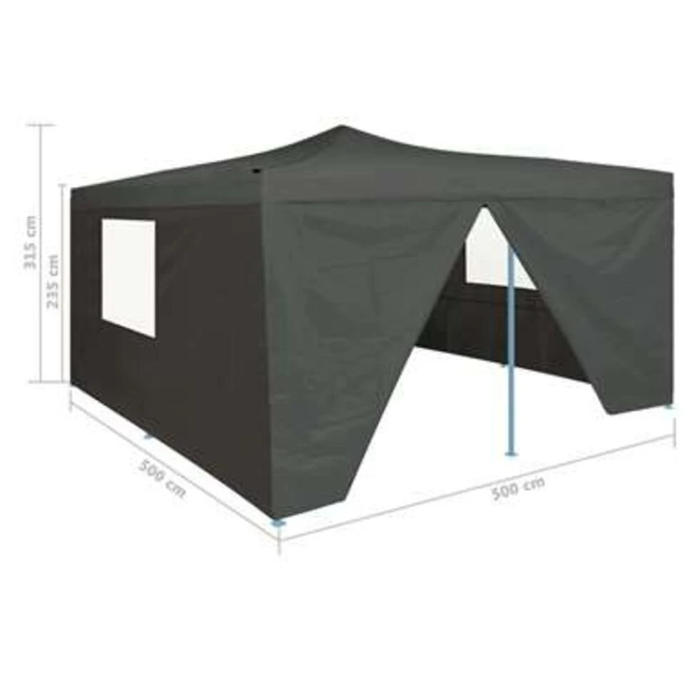 VidaXL Prieel Inklapbaar Met 4 Zijwanden 5x5 M Antraciet 5 VidaXL Prieel Inklapbaar Met 4 Zijwanden 5x5 M Antraciet - Afbeelding 3