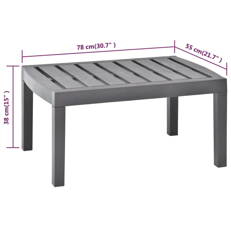 VidaXL Tuintafel 78x55x38 Cm Kunststof Mokkakleurig 6 VidaXL Tuintafel 78x55x38 Cm Kunststof Mokkakleurig - Afbeelding 4