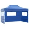 VidaXL Partytent Met 3 Zijwanden Inklapbaar 3x4 M Staal Blauw -Tuinmeubel Winkel 1000001101
