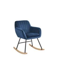 Beliani Schommelstoel LIARUM - Blauw Fluweel -Tuinmeubel Winkel 1000001749 0102