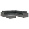 VidaXL 6-delige Loungeset Met Kussens Poly Rattan Grijs -Tuinmeubel Winkel 1000002888