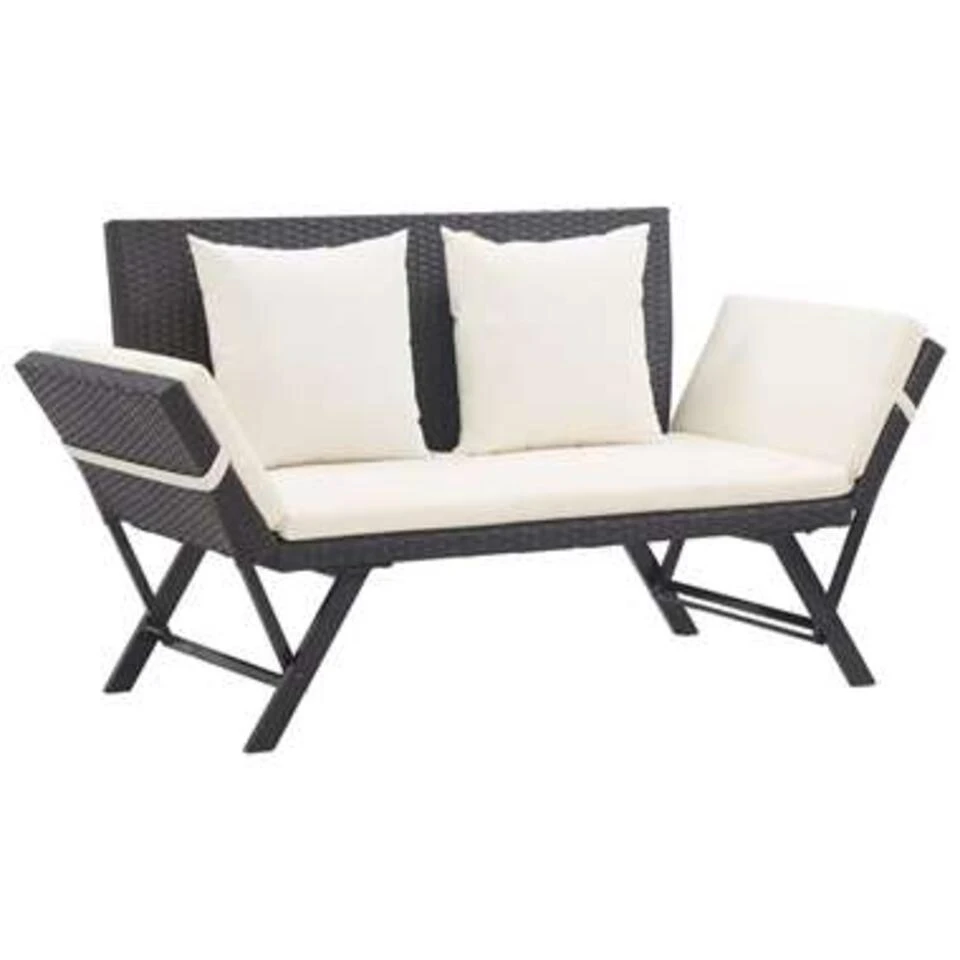 VidaXL Tuinbank Met Kussens 176 Cm Poly Rattan Zwart 3 VidaXL Tuinbank Met Kussens 176 Cm Poly Rattan Zwart