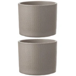 Mica Decorations Bloempot - Taupe - Relief - Keramiek - 17 X 14 Cm -Tuinmeubel Winkel 1000005182 0103