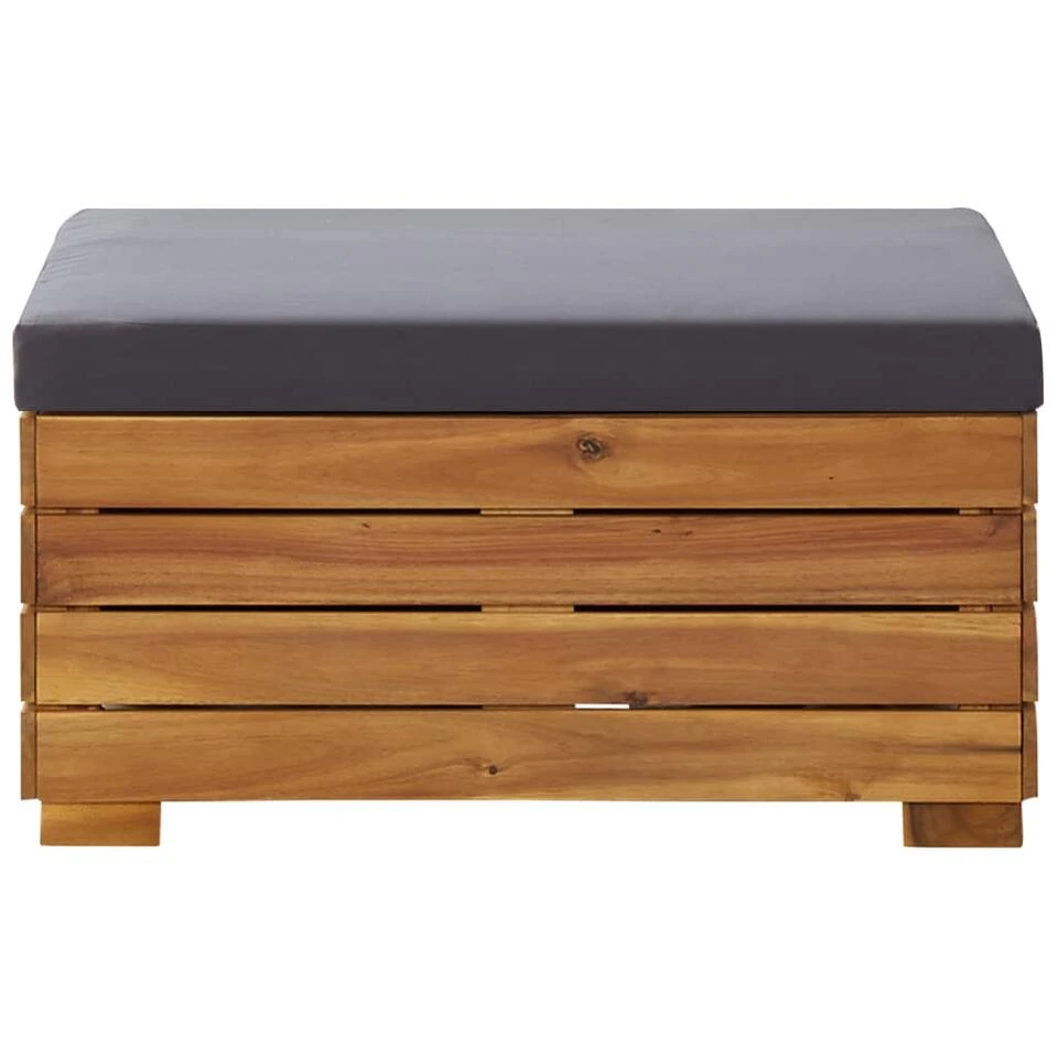 VidaXL Voetensteun 1 St Met Kussen Sectioneel Massief Acaciahout 5 VidaXL Voetensteun 1 St Met Kussen Sectioneel Massief Acaciahout - Afbeelding 3