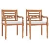 VidaXL Stoelen Batavia 2 St Met Kussens Massief Teakhout -Tuinmeubel Winkel 1000006278