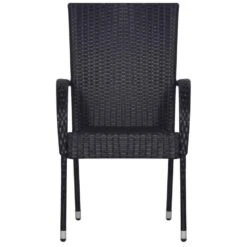 VidaXL Tuinstoelen Stapelbaar 2 St Poly Rattan Zwart -Tuinmeubel Winkel 1000006317 0102