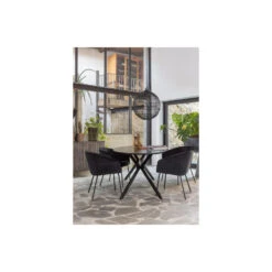 WOOOD Sien Eetkamerstoel - Velvet - Zwart - Set Van 2 -Tuinmeubel Winkel 1000013716 0102