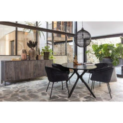 WOOOD Sien Eetkamerstoel - Velvet - Zwart - Set Van 2 -Tuinmeubel Winkel 1000013716 0103