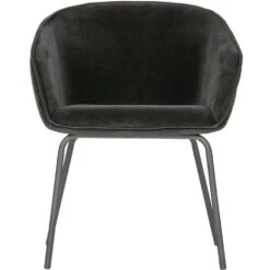 WOOOD Sien Eetkamerstoel - Velvet - Zwart - Set Van 2