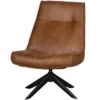 WOOOD Draaifauteuil Skyler - Kunstleer - Cognac - 94x67x85