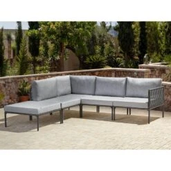 Beliani Loungeset FORANO - Grijs Aluminium -Tuinmeubel Winkel 1000017847 0103