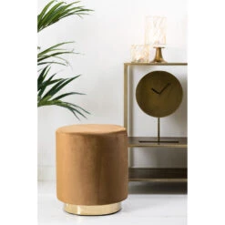 Poef Nadien - Velvet Karamel - Ø40cm -Tuinmeubel Winkel 1000022115 0110