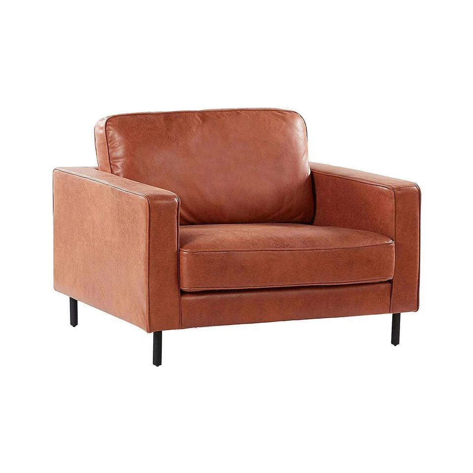 Beliani Fauteuil SAVALEN - Bruin Kunstleer 3 Beliani Fauteuil SAVALEN - Bruin Kunstleer