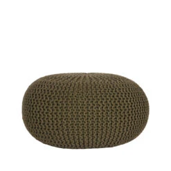 LABEL51 Poef Knitted - Army Green - Katoen - L