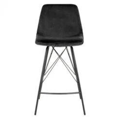 Barstoel Velvet Zwart - Zithoogte 66cm - 47x55x95cm - Set Van 2 - Barstoel Ivy -