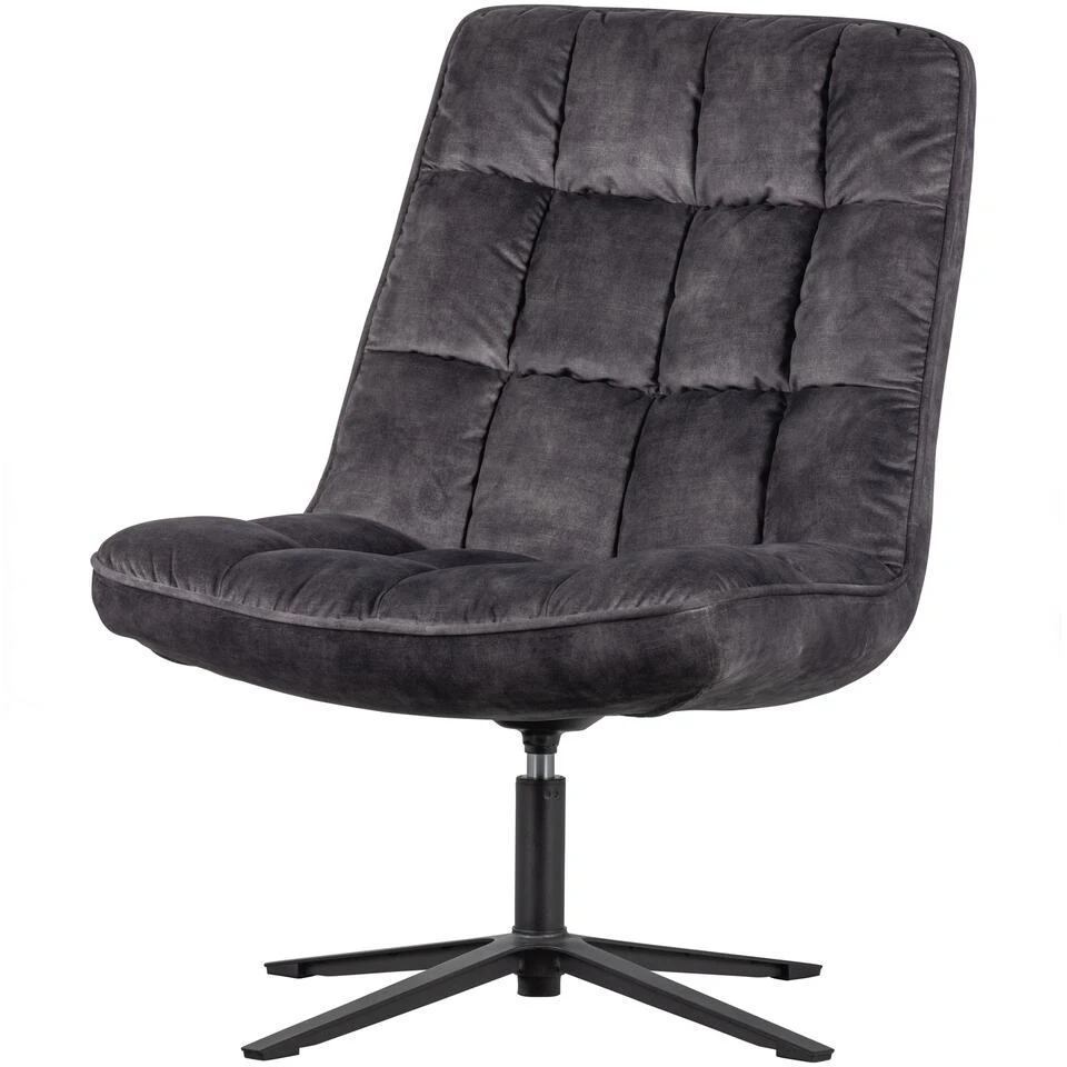 WOOOD Job Draaifauteuil - Velvet - Antraciet - 101x70x85 3 WOOOD Job Draaifauteuil - Velvet - Antraciet - 101x70x85