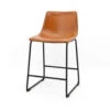 Barstoel Cognac - Metaal & PU Leer - Zithoogte 65cm - Barstoel Logan Cognac - -Tuinmeubel Winkel 1000032996