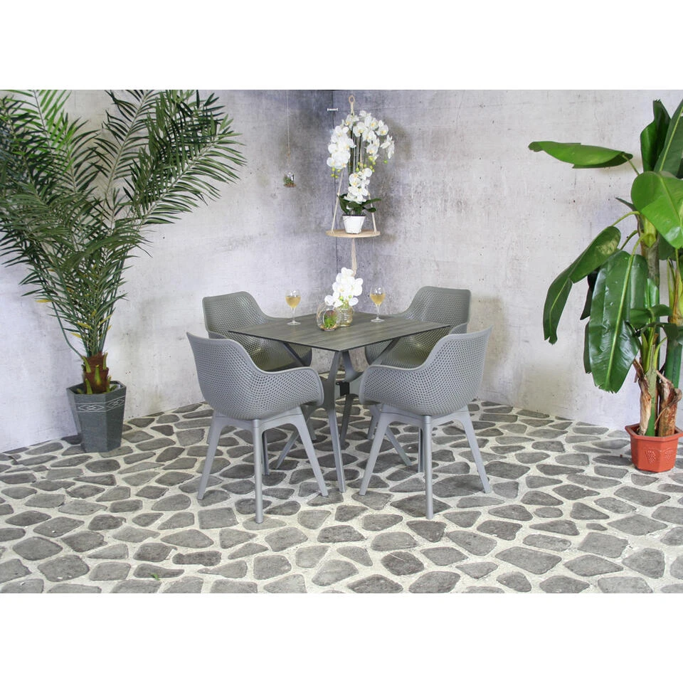 SenS-Line Jasper Tuinstoel - Kunststof - Grijs 4 SenS-Line Jasper Tuinstoel - Kunststof - Grijs - Afbeelding 2