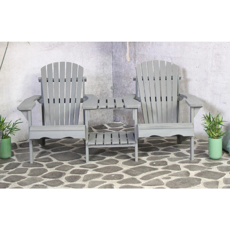 SenS-Line Adirondack Dubbele Tuinstoel - Hout - Grijs 4 SenS-Line Adirondack Dubbele Tuinstoel - Hout - Grijs - Afbeelding 2