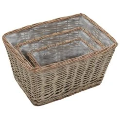 VidaXL Plantenbakken Verhoogd 3 St Wicker Met PE-voering -Tuinmeubel Winkel 1000039775 0102