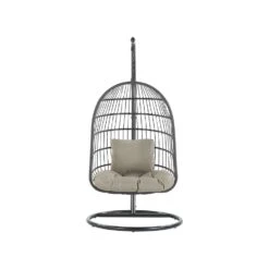 Beliani Hangstoel ALLERA - Zwart Polyester -Tuinmeubel Winkel 1000042133 0103