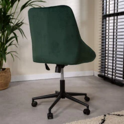Bureaustoel Emily Velvet Groen - 64,50x60x84 Cm - Stof - Groen -Tuinmeubel Winkel 1000042407 0102