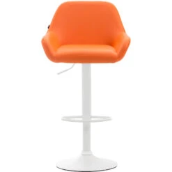 CLP Set Van 2 Barkrukken Braga Wit Frame Kunstleer - Oranje -Tuinmeubel Winkel 1000043243 0102