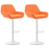 CLP Set Van 2 Barkrukken Braga Wit Frame Kunstleer - Oranje