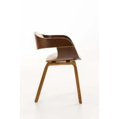 CLP Eetkamerstoel Kingston Walnoot Frame Stof - Crème -Tuinmeubel Winkel 1000043408 0102