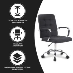 Xairo Milaan - Bureaustoel - Stof - Zwart -Tuinmeubel Winkel 1000050246 0102