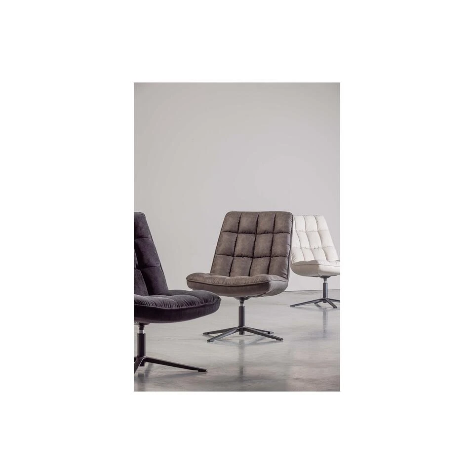 WOOOD Dirkje Draaifauteuil - Leerlook - Zwart - 101x70x85 4 WOOOD Dirkje Draaifauteuil - Leerlook - Zwart - 101x70x85 - Afbeelding 2
