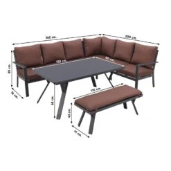 GI Sergio Lounge Dining Set Rechts - Black/Copper - 4-delig -Tuinmeubel Winkel 1000053020 0103