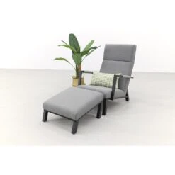 VDG Costa Relaxstoel + Hocker - Sunbrella - Light Grey -Tuinmeubel Winkel 1000054361 0103