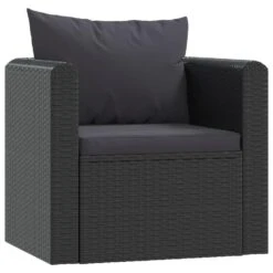 VidaXL Fauteuil Met Kussens Poly Rattan Zwart