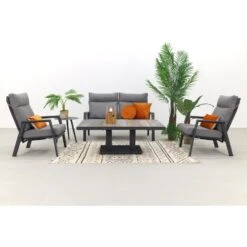VDG Azoren/Jersey Stoel-bank Loungeset 4-delig Verstelbaar - Antraciet -Tuinmeubel Winkel 1000054732 0103