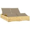 VidaXL Ligbed Tweepersoons Met Beige Kussens Geïmpregneerd Grenenhout -Tuinmeubel Winkel 1000056380