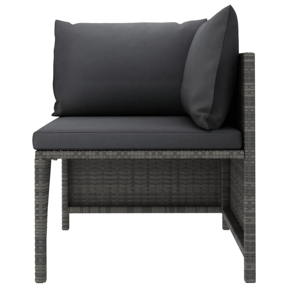 VidaXL 4-delige Loungeset Met Kussens Poly Rattan Grijs 4 VidaXL 4-delige Loungeset Met Kussens Poly Rattan Grijs - Afbeelding 2