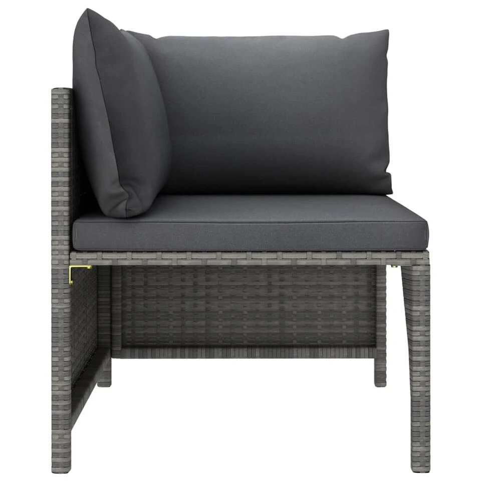 VidaXL 4-delige Loungeset Met Kussens Poly Rattan Grijs 5 VidaXL 4-delige Loungeset Met Kussens Poly Rattan Grijs - Afbeelding 3
