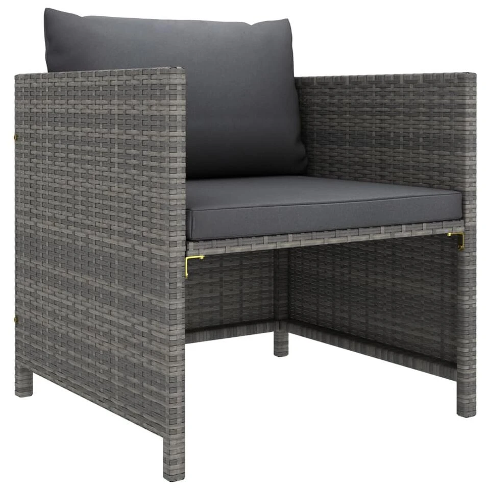 VidaXL 4-delige Loungeset Met Kussens Poly Rattan Grijs 6 VidaXL 4-delige Loungeset Met Kussens Poly Rattan Grijs - Afbeelding 4