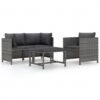 VidaXL 4-delige Loungeset Met Kussens Poly Rattan Grijs 1 VidaXL 4-delige Loungeset Met Kussens Poly Rattan Grijs -Tuinmeubel Winkel 1000056399