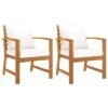 VidaXL Tuinstoelen 2 St Met Crèmekleurig Kussen Massief Acaciahout -Tuinmeubel Winkel 1000056534