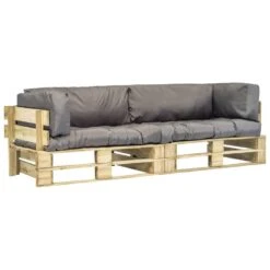 VidaXL 2-delige Loungeset Pallet Met Grijze Kussens Grenenhout
