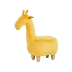Beliani Dierenhocker GIRAFFE - Geel Fluweel