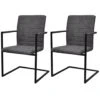 VidaXL Eetkamerstoelen 2 St Kunstleer Grijs -Tuinmeubel Winkel 1000057831