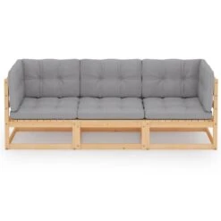 VidaXL Tuinbank 3-zits Met Kussens Massief Grenenhout -Tuinmeubel Winkel 1000060770 0101