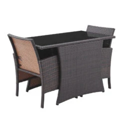 Tuinset Wicker Zoey Bruin 3-delig - 65x120x78 Cm - Kunststof - Zwart